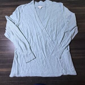 J.Jill Wrap Sweater Knit Top Long Sleeve V-Neck‎ Casual Comfy Blue Size M